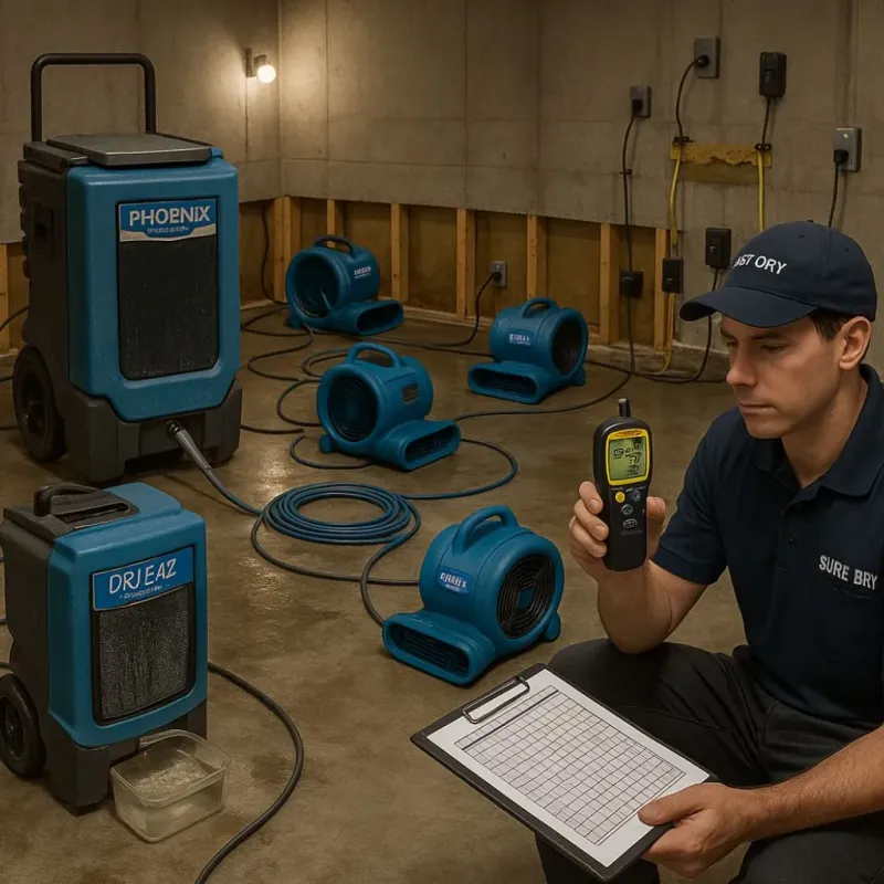 Structural Drying and Dehumidification process in Millersville, TN